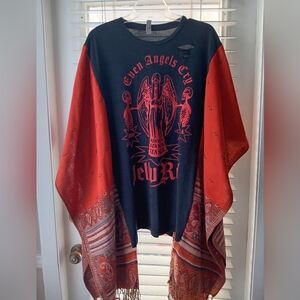 Upcycled Jelly Roll Graphic Tshirt /Poncho Top